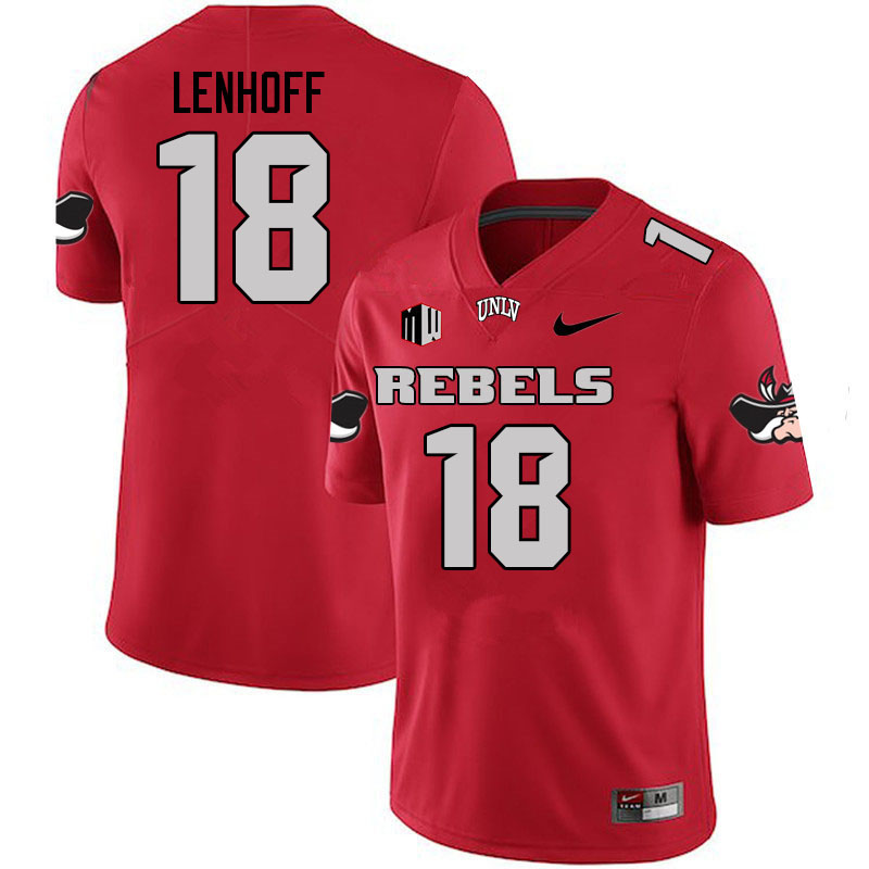 Men #18 Lucas Lenhoff UNLV Rebels College Football Jerseys Stitched Sale-Scarlet